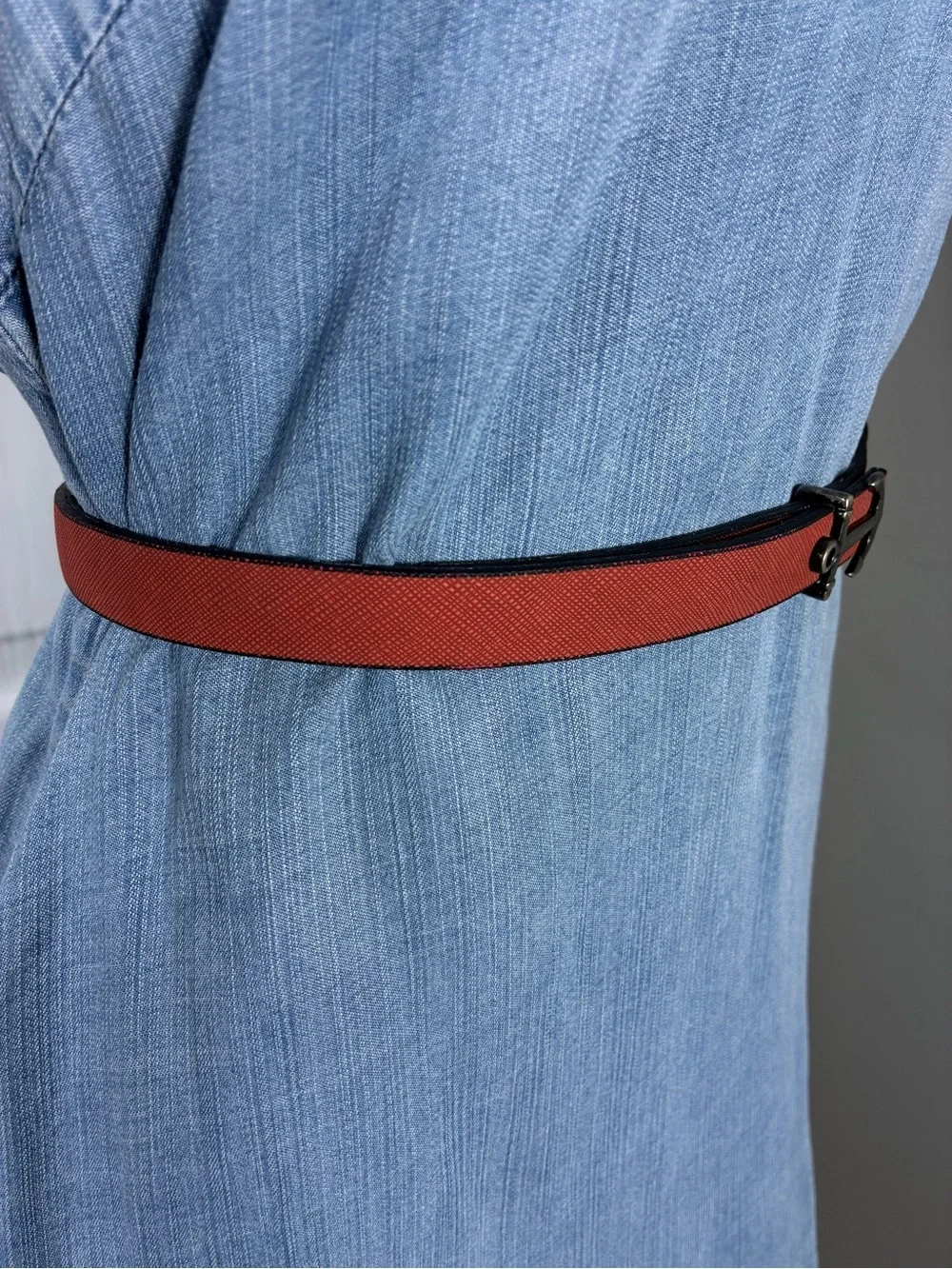 Womens belt 43” long Red Faux Leather Anchor Buckle Sailor Girl Nautical Beach